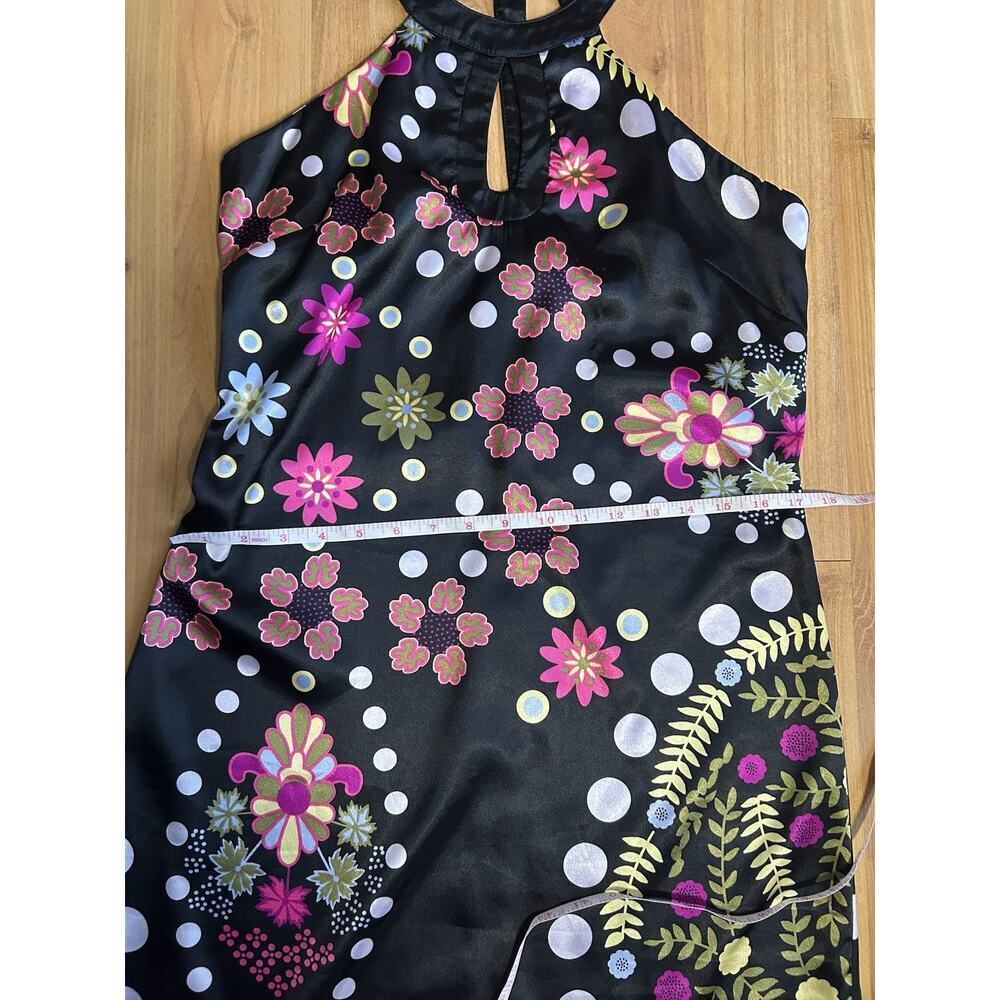 Vintage Mieko Melucci Floral Satin Mini Dress Whimsigoth Indie Y2K Retro Size L - Picture 5 of 7